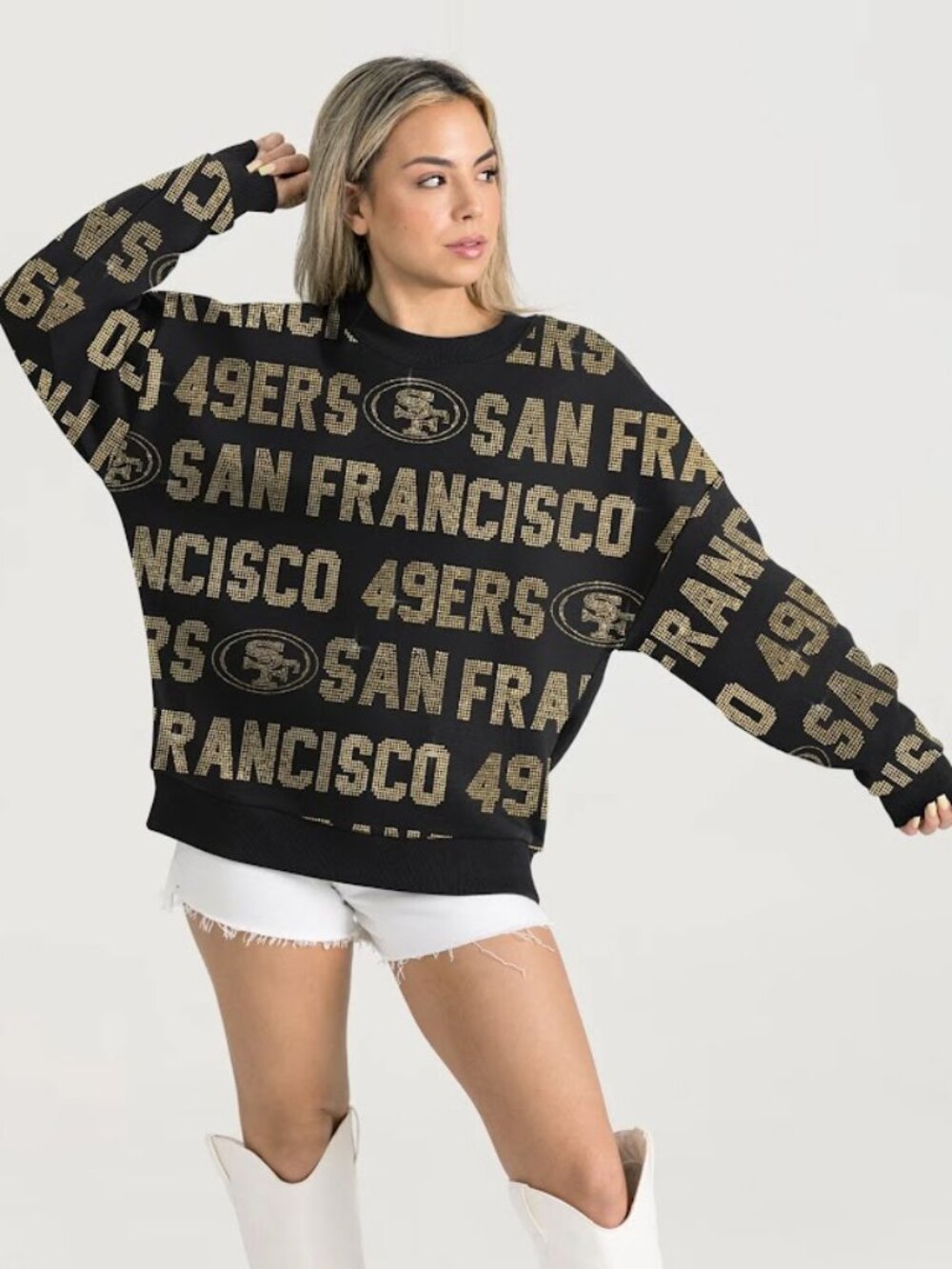 Gameday Couture Black SM San Francisco 49ers Hype Era Bling Women's Sweatshirt